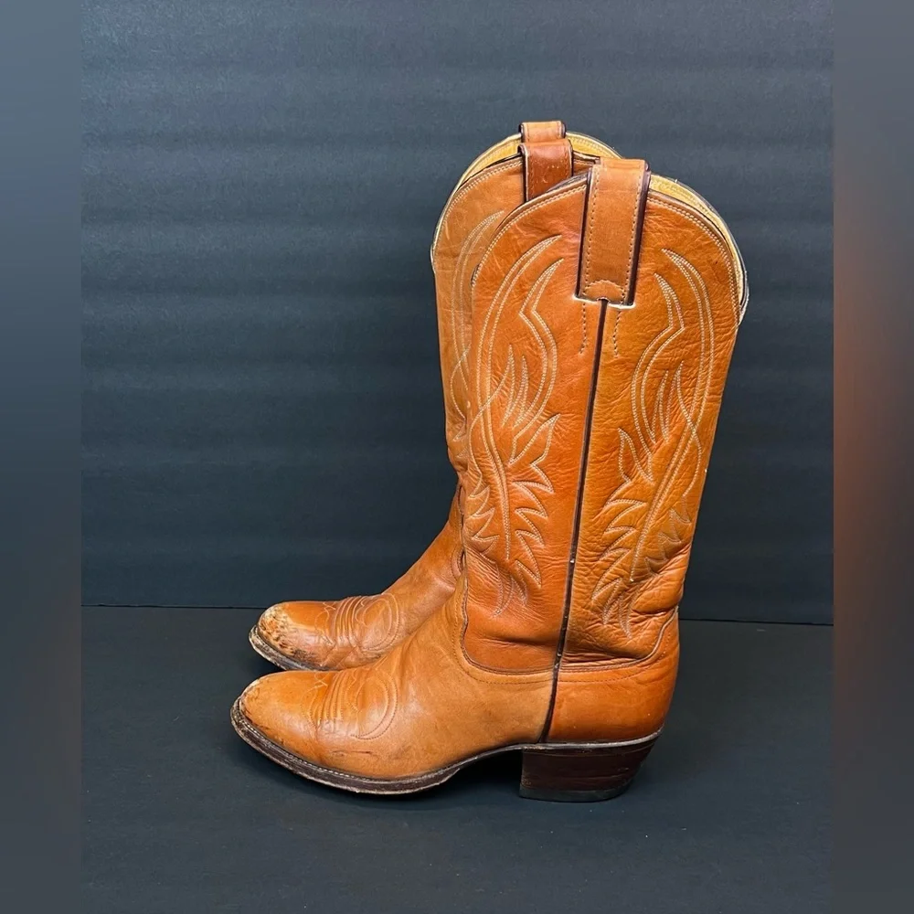Justin Boots Tan Leather Western Ankle Booties